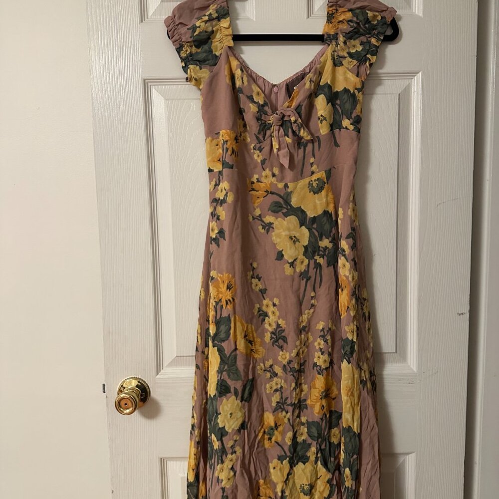 Reformation Gwenyth Pink with Yellow Floral Dress